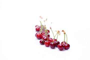 red cherries isolated on white background