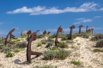 Anchors on Barril Beach, Algarve, Portugal