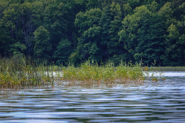 Lanskie Lake located in Olsztyn Lake District, near the village of Lansk in Warmian-Masurian Voivodeship of Poland