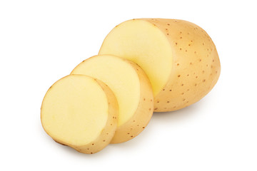 Young potato isolated on white background. Harvest new