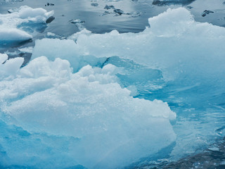 Blue Melting Sea Ice in Antarctica Close Up