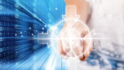 Businessman working on digital chart, business strategy concept