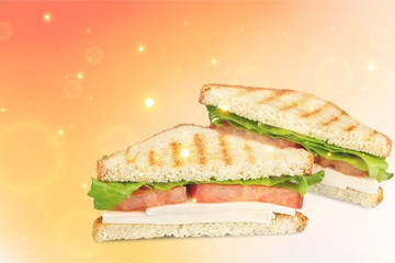 Fresh tasty sandwiches on  background