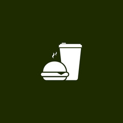 Coffee and burger logo vector symbol. fast food illustration EPS10
