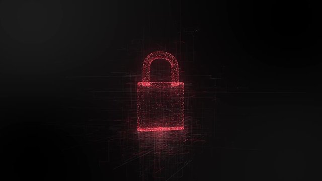 Padlock security and safety of personal data and information online - Conceptual animation 3D render