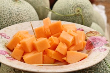 cantaloupe melon at street food