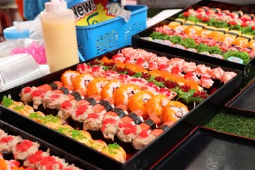 Tasty sushi at street food