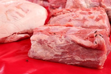 fresh pork meat in market