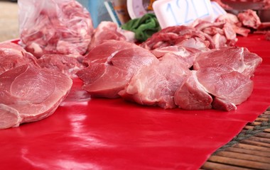 fresh pork meat in market