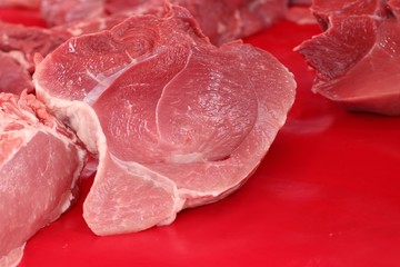 fresh pork meat in market