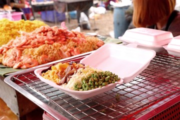 Shrimp fried rice in street food