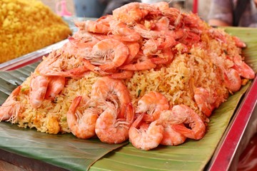 Shrimp fried rice in street food