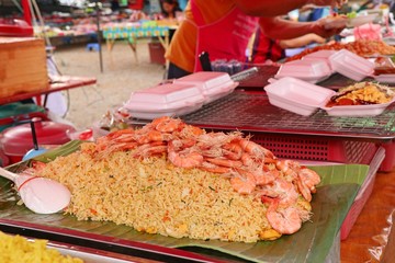 Shrimp fried rice in street food