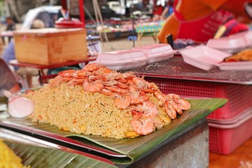 Shrimp fried rice in street food