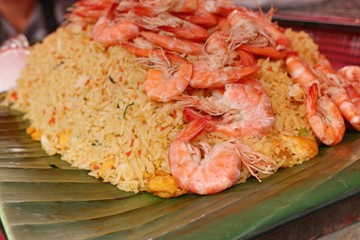 Shrimp fried rice in street food