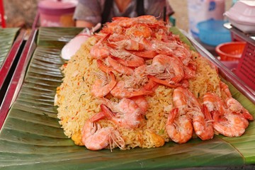 Shrimp fried rice in street food