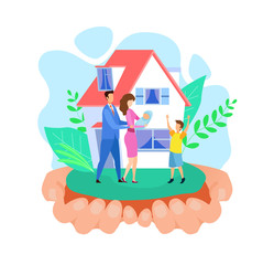 Hands Holding House Abstract Vector Illustration