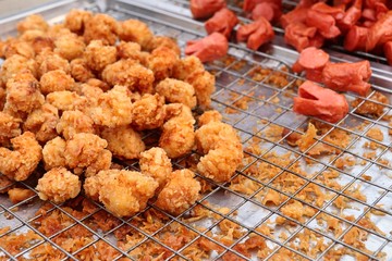 fried nuggets at street food