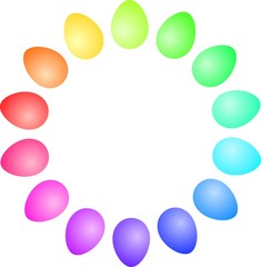 Naklejka na ściany i meble round color frame with space for text or picture in the shape of Easter eggs