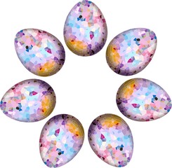 round color frame with space for text or picture in the shape of Easter eggs