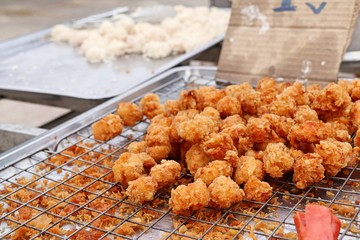 fried nuggets at street food