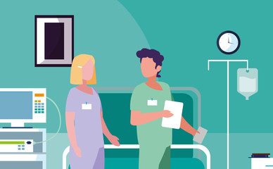 couple medicine workers in operating theater