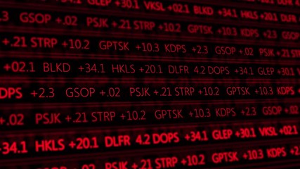 Futuristic digital stock exchange numbers flowing in computer V1 - Red 2