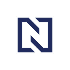 letter n clear geometric line square logo vector