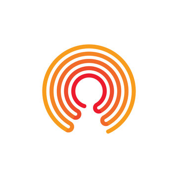 simple gradient flat circle stripes line logo vector