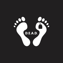 feet label dead body symbol vector