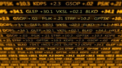 Futuristic digital stock exchange numbers flowing in computer V1 -Orange 1