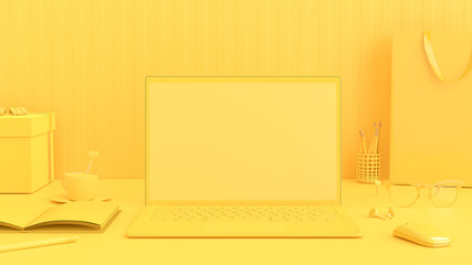 Minimal idea concept, Laptop on Work desk