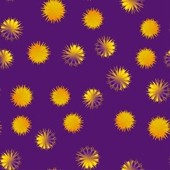 Seamless pattern with abstract flowers on purple background.