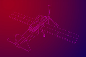 Plane Abstract polygonal wireframe airplane. Travel aircraft, tourism and vacation concept. Wireframe low poly mesh vector illustration