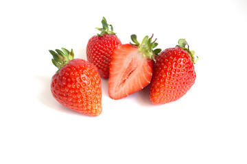 fresh strawberries isolated on white background
