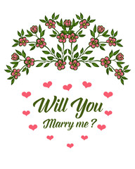 Vector illustration style leaf wreath frame for writing will you marry me