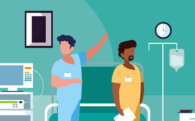 interracial male medicine workers in operating theater