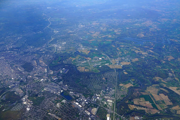 Aerial view of Reading, Pennsylvania and the Reading Regional Airport (RDG)
