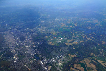 Aerial view of Reading, Pennsylvania and the Reading Regional Airport (RDG)