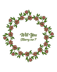 Vector illustration artwork of wreath frame for decorative of will you marry me