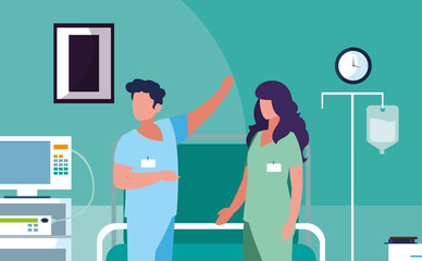 couple medicine workers in operating theater