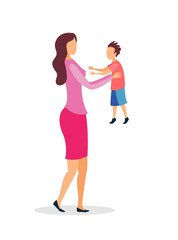 Fototapeta premium Young Mother Holding Baby Flat Vector Illustration