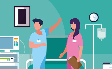 couple medicine workers in operating theater