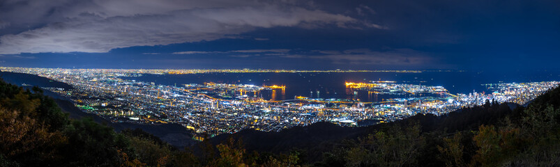 Fototapeta na wymiar 神戸市の夜景パノラマ