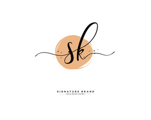 S K SK initial logo handwriting  template vector