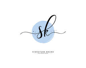 S K SK initial logo handwriting  template vector