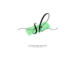 S K SK initial logo handwriting  template vector