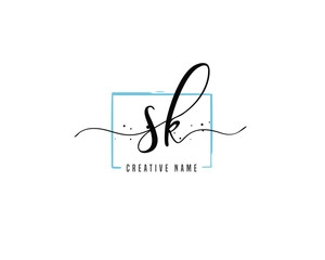 S K SK initial logo handwriting  template vector
