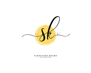 S K SK initial logo handwriting  template vector