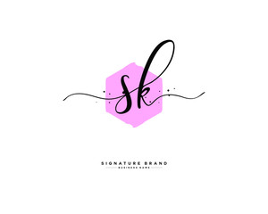 S K SK initial logo handwriting  template vector